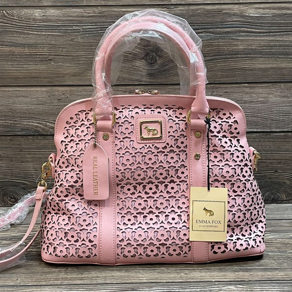 Emma Fox Bags Emma Fox Pink Real Leather Bag Purse Bag Laser Floral Cut Satchel C1858 Poshmark
